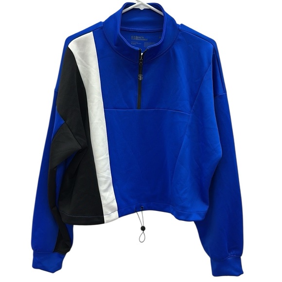 Sports Illustrated Blue Scuba Half Zip Up Popover Drawstring Waist Sweatshirt XL - Picture 6 of 11
